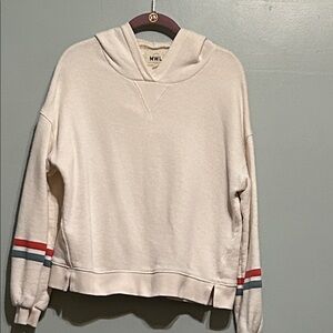 Madewell Mwl Cream Hoodie with Red and Blue Stripes Size S